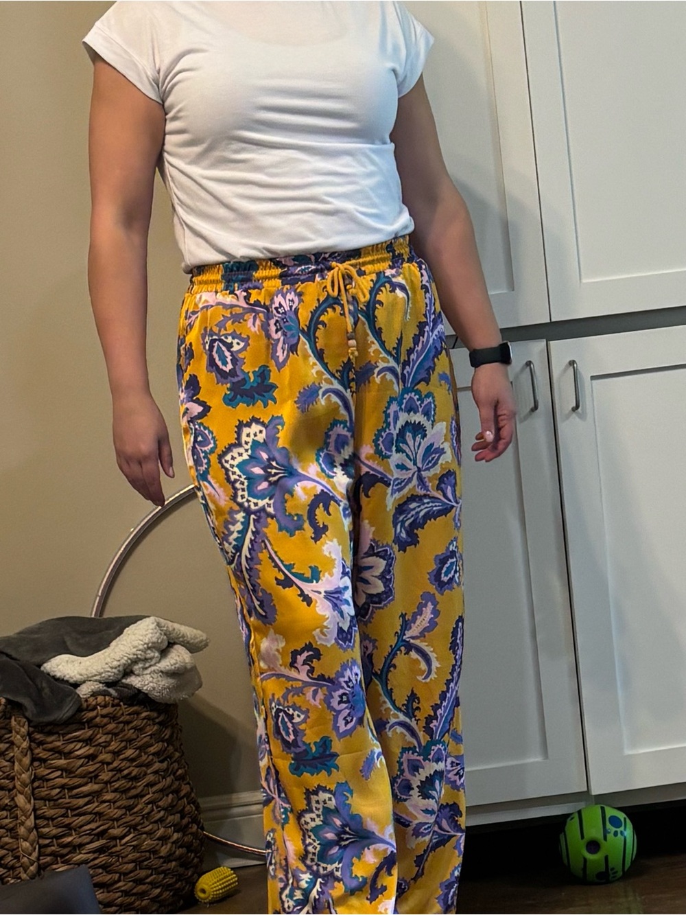 Purple and gold yellow pants